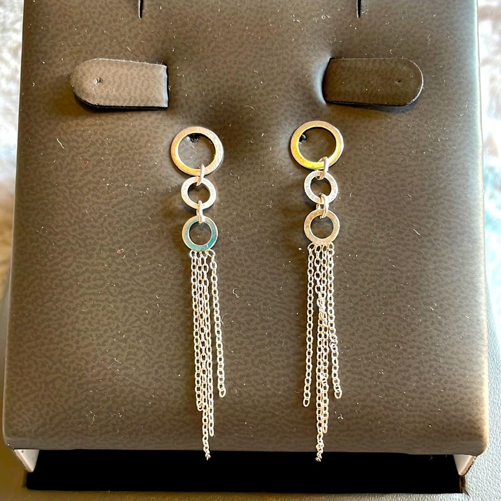 925 Sterling Silver Waterfall Dangling push-back Earrings | NWOT